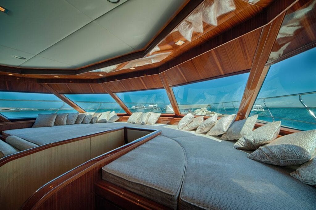 The inside of a yacht
